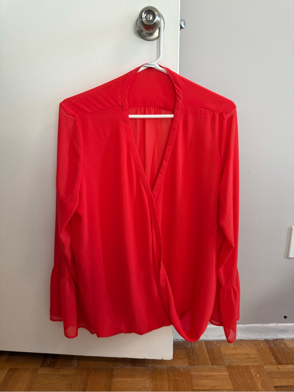 Reitmans Red Surplice Long-Sleeve Blouse